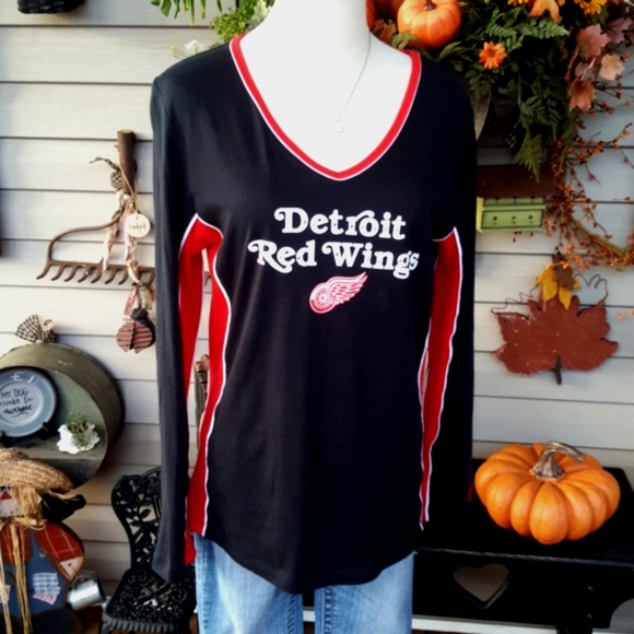 NHL EXCLUSIVE CLUB COLLECTION ♡ DETROIT RED WINGS Black|Red|White L|S Top M - Picture 11 of 14